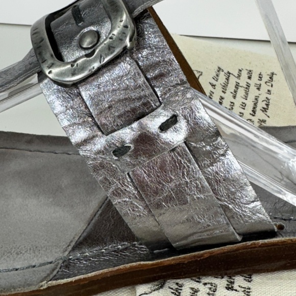 A.S.98 Italian Leather Sandals – Metallic Silver Buckle Thong – Rare - Picture 6 of 15